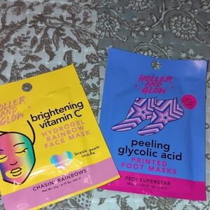 Bundle-Holler And Glow. 1.Face Mask & Foot Mask.